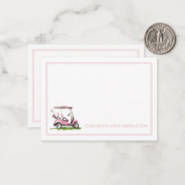 Preppy Pink Golf Cart Monogram Mitteilungskarte