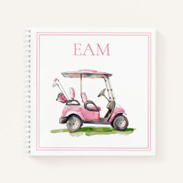 Preppy Pink Golf Cart Monogram Notizblock