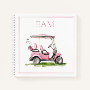 Preppy Pink Golf Cart Monogram Notizblock