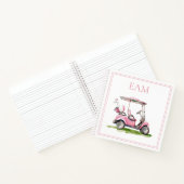 Preppy Pink Golf Cart Monogram Notizblock (Innenseite)