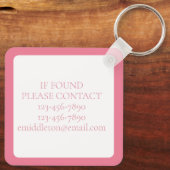 Preppy Pink Golf Cart Monogram Schlüsselanhänger (Rückseite)