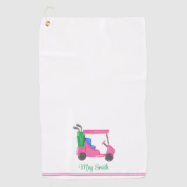Preppy Pink Golf Cart Personalisiert gestreift Golfhandtuch