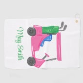 Preppy Pink Golf Cart Personalisiert Golfhandtuch (Horizontal)