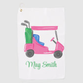 Preppy Pink Golf Cart Personalisiert Golfhandtuch (Vorderseite)