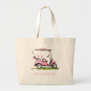 Preppy Pink Golf Cart Personalisiert Jumbo Stoffbeutel