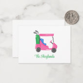 Preppy Pink Golf Cart Personalisiert Mitteilungskarte (Vorderseite/Rückseite Beispiel)
