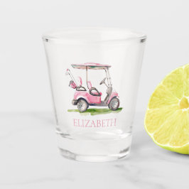 Preppy Pink Golf Cart Personalisiert Schnapsglas