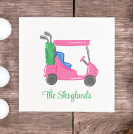 Preppy Pink Golf Cart Personalisiert Serviette