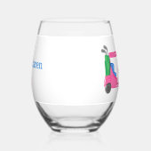 Preppy Pink Golf Cart Personalisiert Weinglas Ohne Stiel (Links)