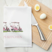 Preppy Pink Golf Carts Personalisiert Geschirrtuch (Viertel Falte)