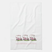 Preppy Pink Golf Carts Personalisiert Geschirrtuch (Vertikal)