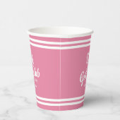Preppy Pink Golf Club Custom Wappen Party Pappbecher (Rechts)