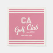 Preppy Pink Golf Club Custom Wappen Party Serviette (Vorderseite)