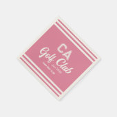Preppy Pink Golf Club Custom Wappen Party Serviette (Ecke)