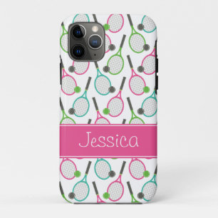 Preppy Pink Green Aquamarin Tennis Muster Personal Case-Mate iPhone Hülle