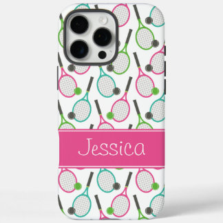 Preppy Pink Green Aquamarin Tennis Muster Personal iPhone 16 Pro Max Hülle
