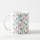 Preppy Pink Green Aquamarin Tennis Muster Personal Kaffeetasse (Links)