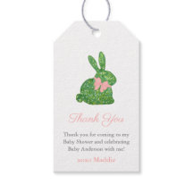Preppy Pink Green Boxwood Bunny Baby Girl Dusche