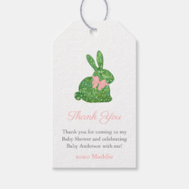 Preppy Pink Green Boxwood Bunny Baby Girl Dusche Geschenkanhänger
