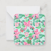 Preppy Pink & Green Christmas Bow Geschenkverpacku Mitteilungskarte (Rückseite)