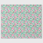 Preppy Pink & Green Christmas Bows & Garland Geschenkpapier (Flach)