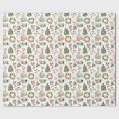 Preppy Pink & Green Christmas Geschenkpapier (Flach)