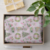 Preppy Pink & Green Christmas Seidenpapier (Geschenk)