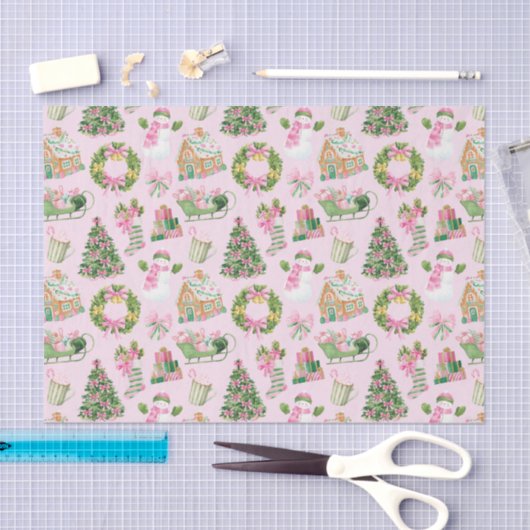 Preppy Pink & Green Christmas Seidenpapier (Handwerk)