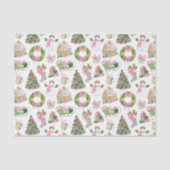 Preppy Pink & Green Christmas Seidenpapier (Vorderseite)