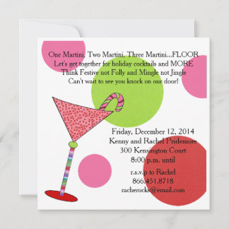 Preppy Pink Green Holiday Cocktail Jingle Mingle Feiertagskarte