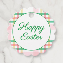 Preppy Pink & Green Kariert Happy Oster Geschenkanhänger
