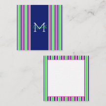 Preppy Pink Green Navy Blue Strip Monogram
