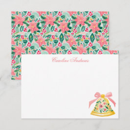 Preppy Pink & Green Palm Beach Weihnachtsglocke Dankeskarte