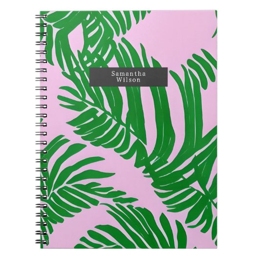 Preppy Pink & Green Palm Blätter Notizblock (Vorderseite)