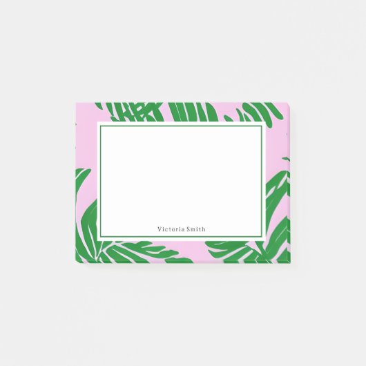 Preppy Pink Green Palm Tree Post-it Klebezettel (Vorderseite)