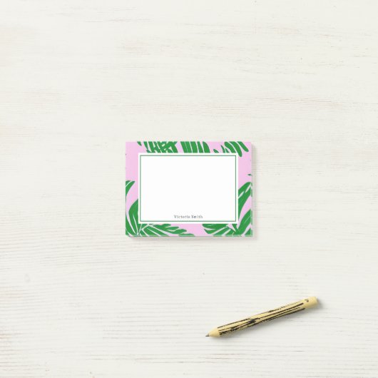 Preppy Pink Green Palm Tree Post-it Klebezettel (Auf Schreibtisch)