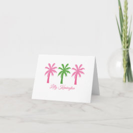 Preppy Pink & Green Palm Trees Faltende Mitteilung