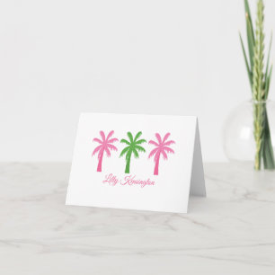 Preppy Pink & Green Palm Trees Faltende Mitteilung