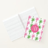 Preppy Pink & Green Palm Trees Monogram Notebook Notizblock (Innenseite)