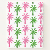 Preppy Pink & Green Palm Trees Monogram Notebook Notizblock (Rückseite)