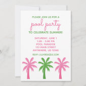 Preppy Pink & Green Palm Trees Party Einladungen (Vorderseite)