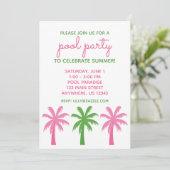 Preppy Pink & Green Palm Trees Party Einladungen (Stehend Vorderseite)
