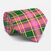 Preppy Pink & Green Plaid Neck Tie Krawatte (Gerollt)