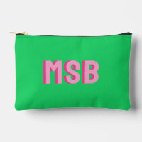Preppy Pink Green Shadow Block Monogram, Custom