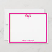 Preppy Pink & Green Tennis Flat Card Stationary  Dankeskarte (Vorderseite)