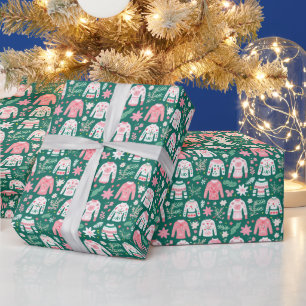 Preppy Pink & Green Ugg Weihnachtssüßer Geschenkpapier