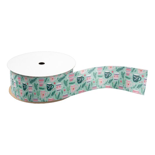 Preppy Pink & Green Weihnachten Tasse Ripsband (Spule)