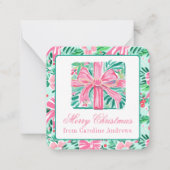 Preppy Pink & Green Weihnachten Vorgeschmack Mitteilungskarte (Vorderseite)