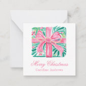 Preppy Pink & Green Weihnachten Vorgeschmack Mitteilungskarte (Vorderseite)