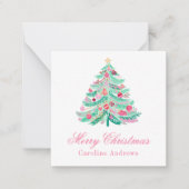 Preppy Pink & Green Weihnachtsbaum Geschenkverpack Mitteilungskarte (Vorderseite)